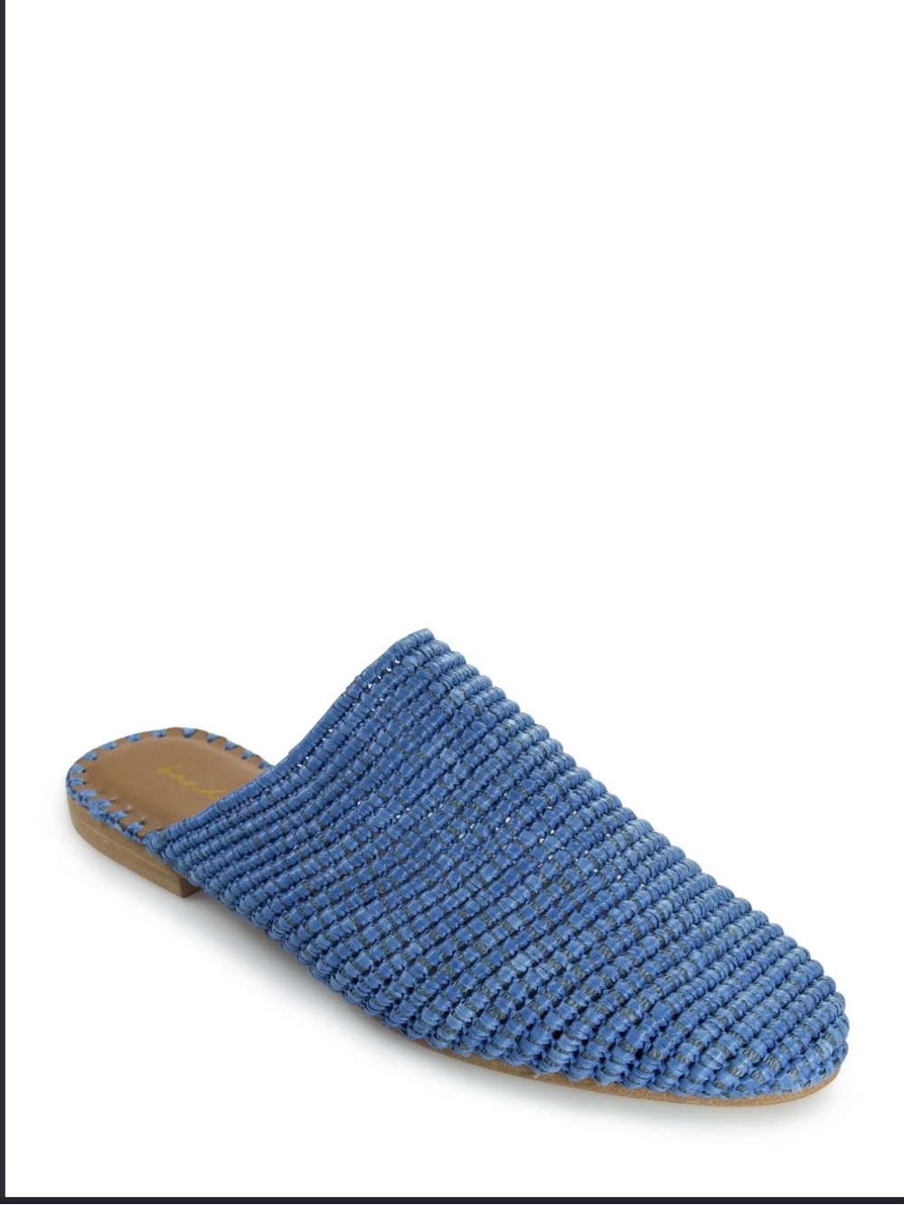 Band of the Free Skate Dusty Blue Raffia Woven Slip-On Mules shoes leather sole